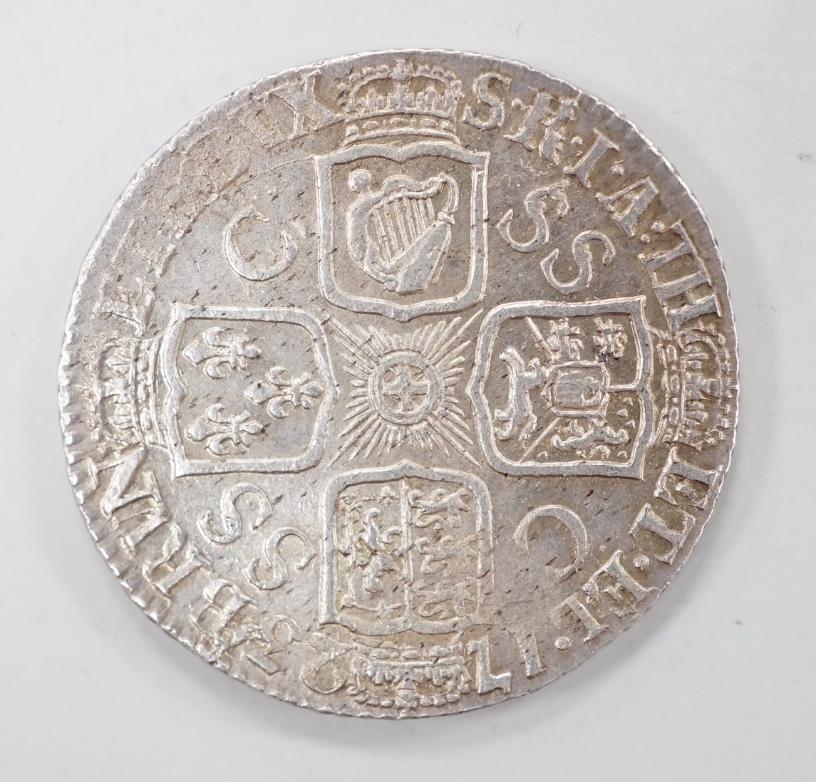 A George I shilling 1723 SSC, 1st bust, GEF